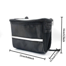 Plegable cesta de bicicleta Manillar Bolsa Grande Capacidad Nilón Reflectante Desmontable 1 Paquete Negro