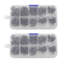 1000Pcs Fish Jig Hooks with Hole Fishing Tackle Box 10 Sizes Carbon Steel