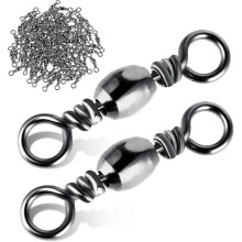 100Pcs Heavy Duty Carbon Steel Freshwater Barrel Fishing Swivels Hook Line Connector