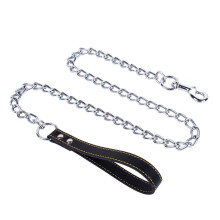 (Black, 4) Metal Chain Dog Leash with Collar, 180cm Length, for Small Medium Dogs up to 30kg, Outdoor Walking, Weather Resistant, Comfortable Grip