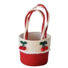 Chic Suave EasyClean Resistente Algodón Cuerda Cherry Cesta para Student & Moderno Mujeres Diario Usar Multicolor