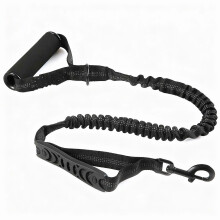 (Black) Reflective Explosion-Proof Elastic Dog Lead, Adjustable Nylon Pet Walking Rope for Evening Outdoor Walks, Fits Different Pet Sizes