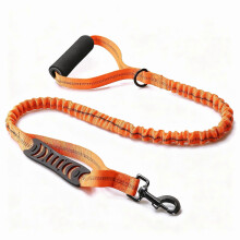 (Orange) Reflective Explosion-Proof Elastic Dog Lead, Adjustable Nylon Pet Walking Rope for Evening Outdoor Walks, Fits Different Pet Sizes