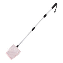 (Pink) Łopatka do kurzu, metalowa, wysuwana rączka od 22,4 do 42 cali, metalowa konstrukcja sita do konserwacji drobiu, z linką do zawieszania