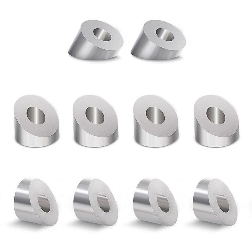 10Pack 30 Stainless Steel Angle Beveled Washer 1/4" 6.6mm for Cable Rail Silver