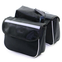 3-in-1 Bicycle Top Tube Bag Black Double Side Frame & Handlebar Bag for Card Phone