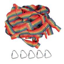 Rete da arrampicata arcobaleno per esterni, 145x185 cm, in nylon resistente, con 5 ganci triangolari per avventure di bambini.