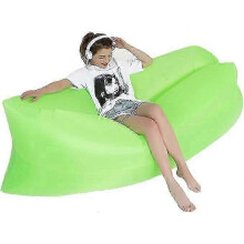 (green) Sofá hinchable tipo tumbona, 240x75 cm, capacidad 200 kg, portátil impermeable para camping, playa y exteriores