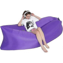 (purple) Sofá hinchable tipo tumbona, 240x75 cm, capacidad 200 kg, portátil impermeable para camping, playa y exteriores
