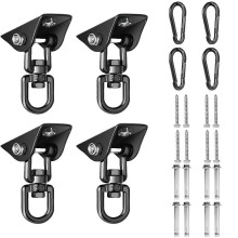 (Black, 4pcs) Ganchos para columpios de acero inoxidable 304, capacidad 454 kg, giro 360 grados para hamacas y sacos de boxeo