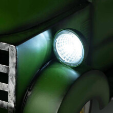 (Green) Gartenfigur eines Solar-Pickups mit LED-Beleuchtung und Blumentopf, handgefertigt aus Kunstharz.