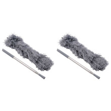 2X Gootreinigingsborstel Dakgereedschap met Telescopische Uitschuifbare Paal 8.2Ft Guard Cleaner Tool Easy Remove Leave, Grijs