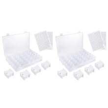 2X 36 Gitter Kunststoff Stickerei Organizer Box & 100 Zahnseide Spulen & 4 Stück Zahnseide Nummern Aufkleber für Nähen Aufbewahrung