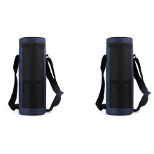 2X Waterfles Koeltas Universele Waterfles Pouch Hoge Capaciteit Geïsoleerde Koeltas Outdoor Camping Wandelen, Donkerblauw