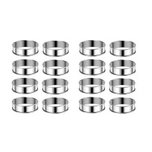 3.15 Inch Muffin Ringen Crumpet Ringen, 16 Stuks RVS Muffin Ringen Mallen Dubbel Gerolde Taart Ringen Ronde Taart Ring