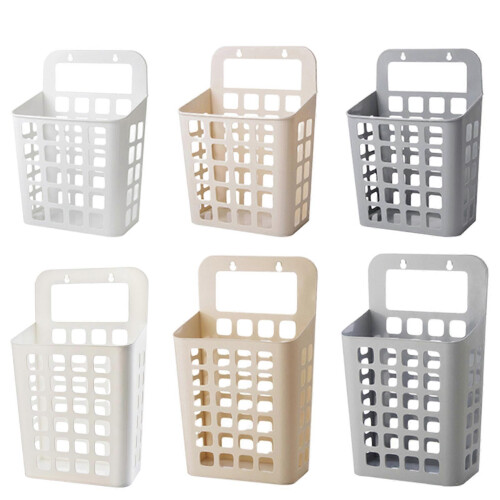 (Gray, Medium) Wall Mounted Laundry Basket, Hanging Storage Hamper for Clothes Toys, PP Material 1
