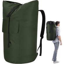 (Army Green) Torba na pranie 115 l, rozciągliwa, z tkaniny Oxford 600D, z plecakowymi szelkami, do akademika i kempingu