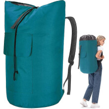 (Teal Laundry) Torba na pranie 115 l, rozciągliwa, z tkaniny Oxford 600D, z plecakowymi szelkami, do akademika i kempingu