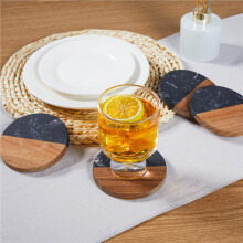 Conjunto de 8 Bases para Bebidas, Base para Copos de Mármore e Madeira para Proteção de Mesa, Base para Copos para Várias Xícaras
