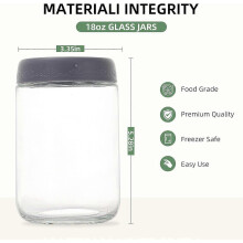 18 OZ 4Pack, Overnight Oats Jars with Lids, Glass Meal Prep Containers, Airtight Mason Jars for Breakfast, Yogurt Parfait, Salad & Smoothies, Leakproo