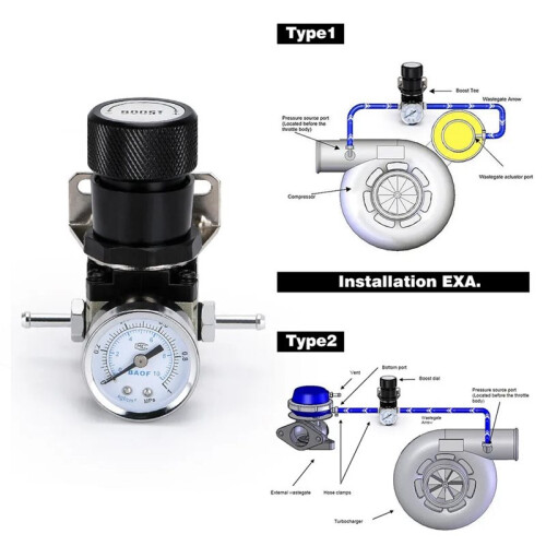 2X T2 Universal-Turbo-Boost-Controller mit Manuellem Manometer 1-150 PSI SR20DET SR Schwarz
