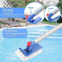 Adjustable Pool Corner Brush, Durable Plastic Bristles for Standard Aluminum Pole, Efficient Cleaning Tool for Pool Steps Coves and Corners