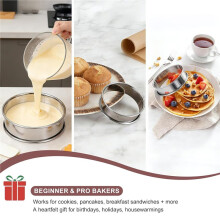 Conjunto de 16 Aros para Crumpet, Aros Antiaderentes para Muffins Ingleses, Aros de Aço Inoxidável com Dupla Camada para Tortas, Aros Redondos de