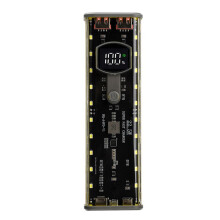 4x21700 DIY Power Bank Case PD22.5W Transparent Quick Charge Battery Box LED Screen Battery Case Kit with Light