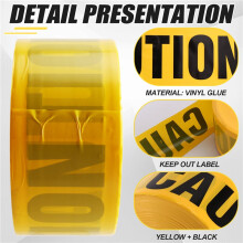 Premium Yellow Caution Tape Width 7.5cm X 300, Bright Yellow W/Bold Black Text, for Maximum Readability, Strongest Tape