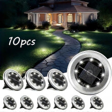 Solar Pathway Lights 10-Pack, Warm White Dual-Color Optional, Silver Metal Frame, All-Weather Resistant for Garden Driveway Path Lighting