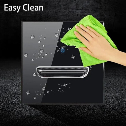 2X Wall Light  2 Gang Tempered Glass Panel  LED Night Light Black Pass Through