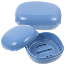 2pcs Soap Holder with Lid Shower & Home Soap Dish for Draining & Sponge Organization