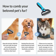 (Rose red, S) Deshedding Comb for Dogs Cats Undercoat Rake Dematting Brush Grooming Tool