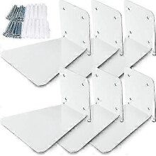 (White, 6pcs) Invisible Iron Floating Bookshelf, Wall Mounted, Space Saving for Small Spaces, Living Room Office Classroom Library