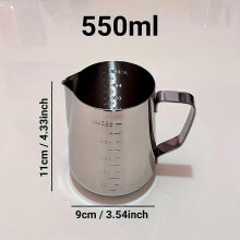 Stainless Steel Milk Frothing Pitcher with Scale, 550ml Barista Frothing Cup with Spout for Latte Art and Espresso Machines