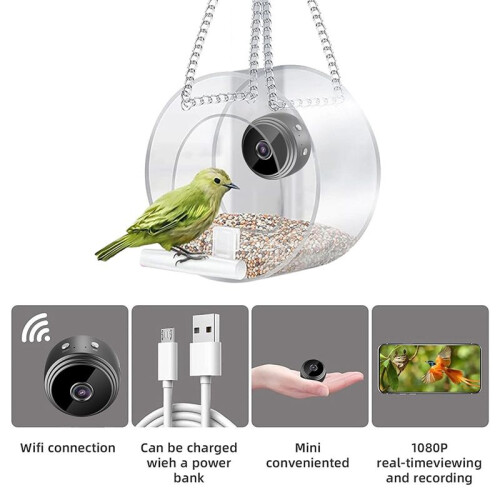 Bird Feeder with Camera, Bird Watching Camera Wirelessly Automatically Captures Bird Video and Motion Detection 2