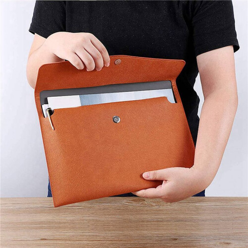 2X PU Leather A4 File Folder Document Holder Waterproof Portfolio Envelope Folder Case with Snap Closure(Brown) 1