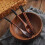 2X Wooden Flatware Set, Wooden Portable Set Chopsticks Spoon Fork Tableware Dinnerware with Black Twining Thread 5