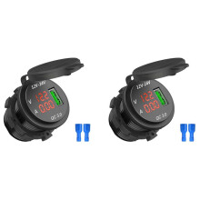 2X 12 V / 24 V Schnell Ladung 3,0 Auto Zigaretten Anzünder USB Ladegerät LED Voltmeter Amperemeter Schwarz und Rot