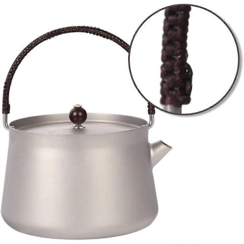 Camping Kettle 800ml Ultralight Rustproof Titanium for Hiking Backpacking Coffee Brewing 1
