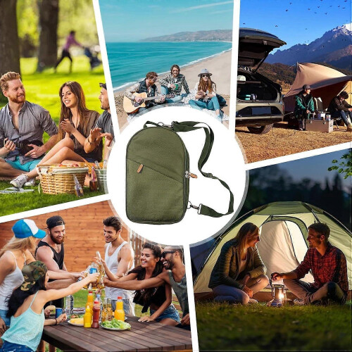 Large Capacity Camping Cookware Bag Adjustable Strap Multi-Compartment Utensil Organizer 1