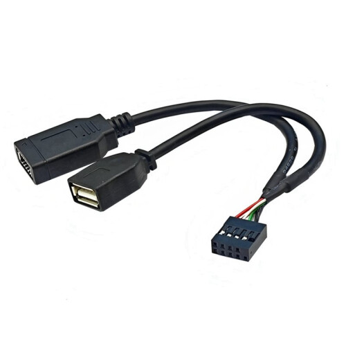 2X USB 9PIN to USB-A Male and TYPE-E KEY-A Cable USB Front Panel Adapter Cable USB 9PIN to USB2.0 Type-C 1