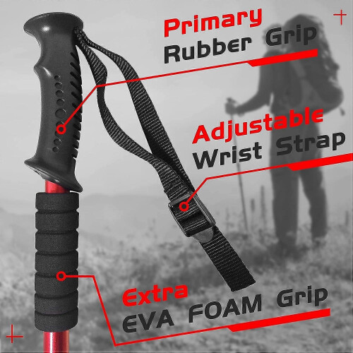 2 Pack Shock Resistant Quick Lock Trekking Poles Retractable Collapsible Ultra Lightweight 2