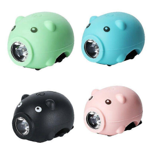 USB Rechargeable Kids Piggy Horn Bicycle Front Light Black 2
