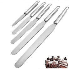 Spatula Stainless Steel Spatula Set - 3 Pcs Straight Spatulas with 1 Angled Spatula, Cake Knife & Cake Knife, Cake Accessories, Icing Spatula Set for