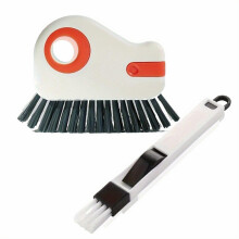 2-Piece Window Track Cleaning Brush Set, Detachable Door Sill Scrubber with Orange Grip, Plastic Corner and Gap Cleaner for Living Room, Kitchen, Bedr