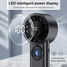 3600mAh Portable Handheld Turbo Fan, High Speed Rechargeable Mini Fan, Up to 30Hrs Working Time, Lightweight Cooling Fan for Travel Outdoor Indoor, Bl