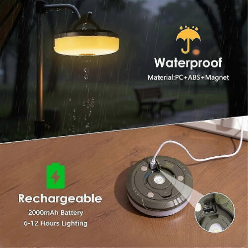 2Pack Camping String Lights 4-in-1 Quick Storage Rechargeable 8Mode 32.8FT Hanging Tent Lights 1
