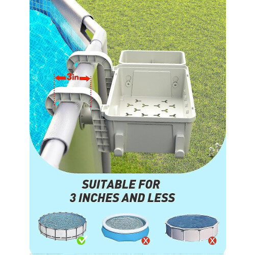Multifunctional Poolside Storage Basket with Cup Holder Fits Most Frame Pools 1Pcs 2