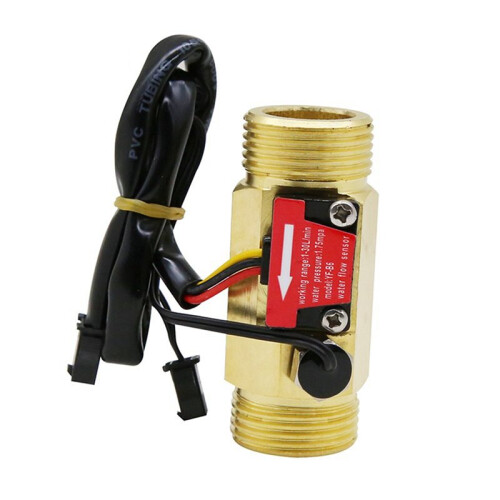 2X B6 Brass Water Flow Sensor Hall Effect Flow Meter Liquid Flow Rate Sensor Flow  Detector with Temperature Probe 2